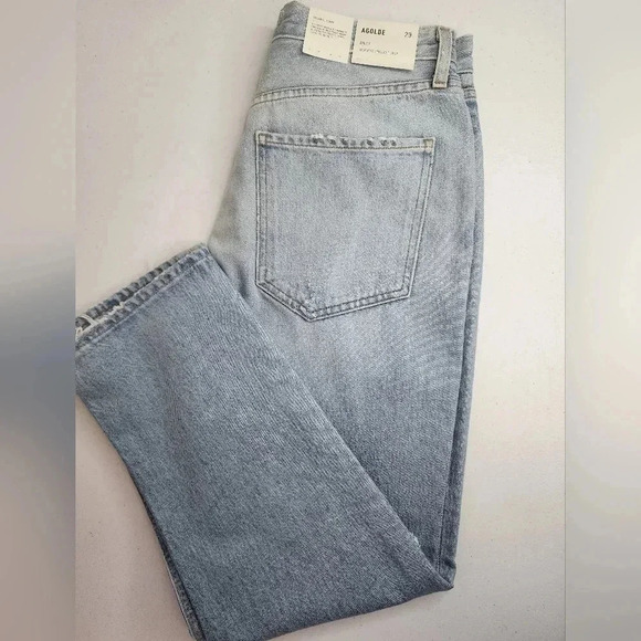 Agolde Riley High rise Straight Crop jean in Clear skies sz 29 NWT light wash - Picture 7 of 16